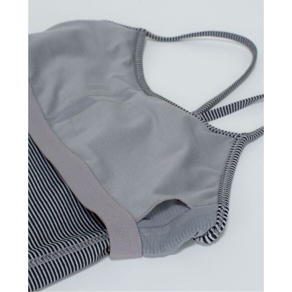 Lululemon Power Y Tank Top Tonka Stripe Black Heathered Medium Grey 4 - Picture 4 of 10